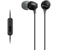 Load image into Gallery viewer, Sony Wired Black In-Ear Sports Headphones w/ Microphone (MDR-EX14AP)
