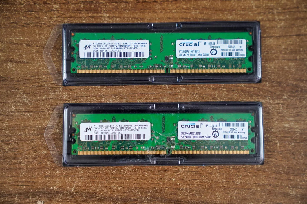 Crucial 4GB (2 x 2GB) DDR2 1066MHz (PC2-8500U) UDIMM 240-Pin Memory RAM