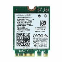 Load image into Gallery viewer, Intel Dual Band Wireless-AC Bluetooth 4.2/5.0 M.2 WiFi Card
